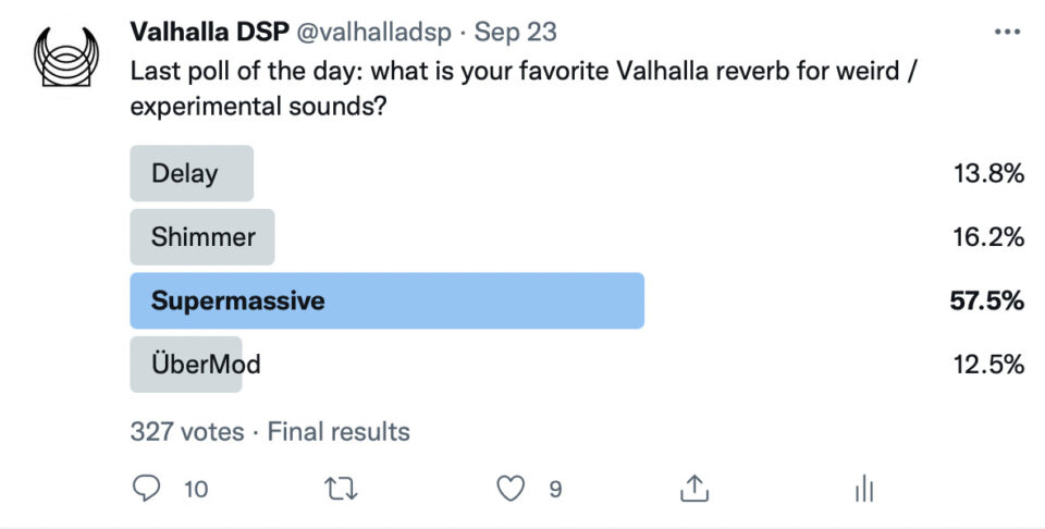 Top Valhalla choice for Weird and Experimental reverb per Twitter